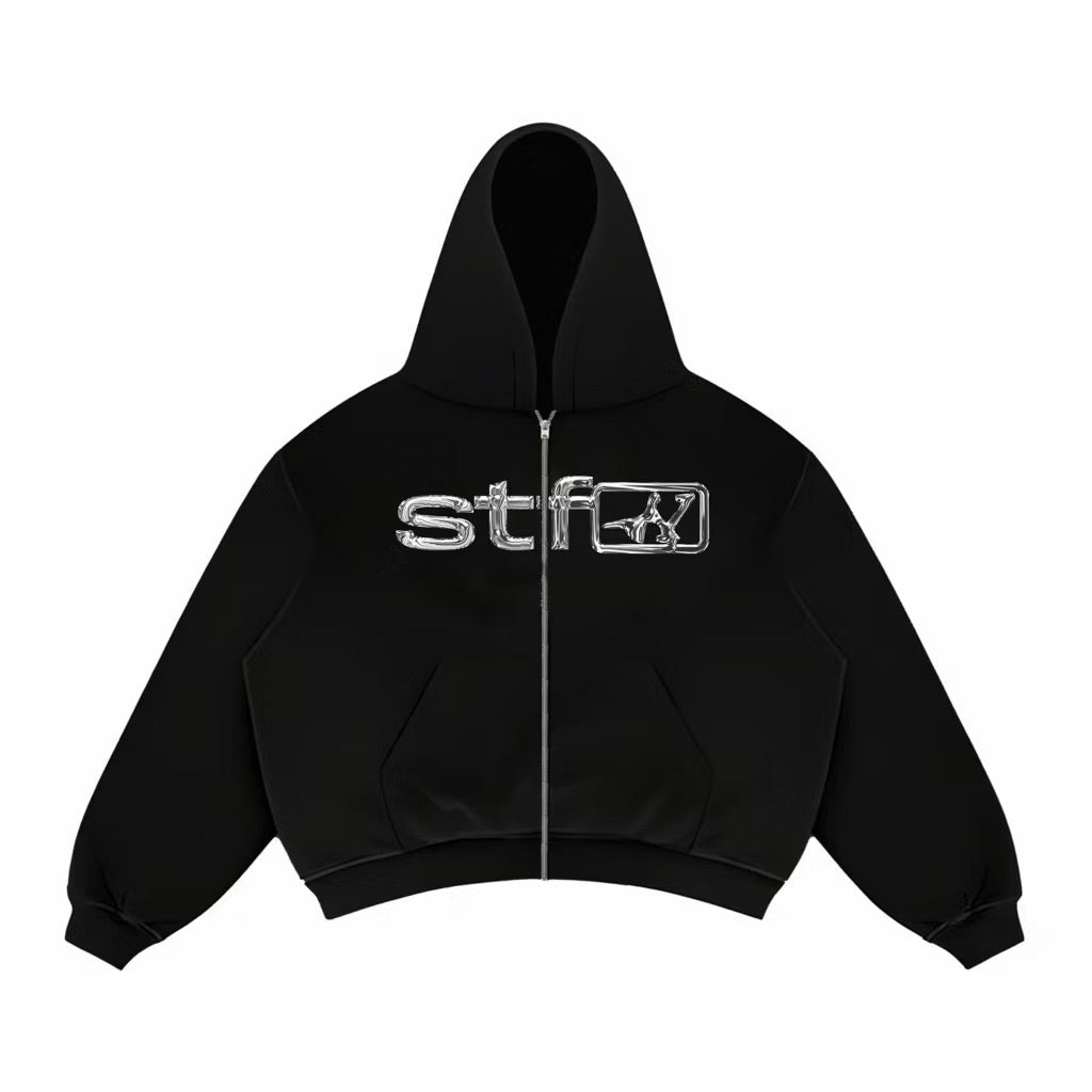 Satisfaction Hoodie Boxy Zipper Chrome Hoodie