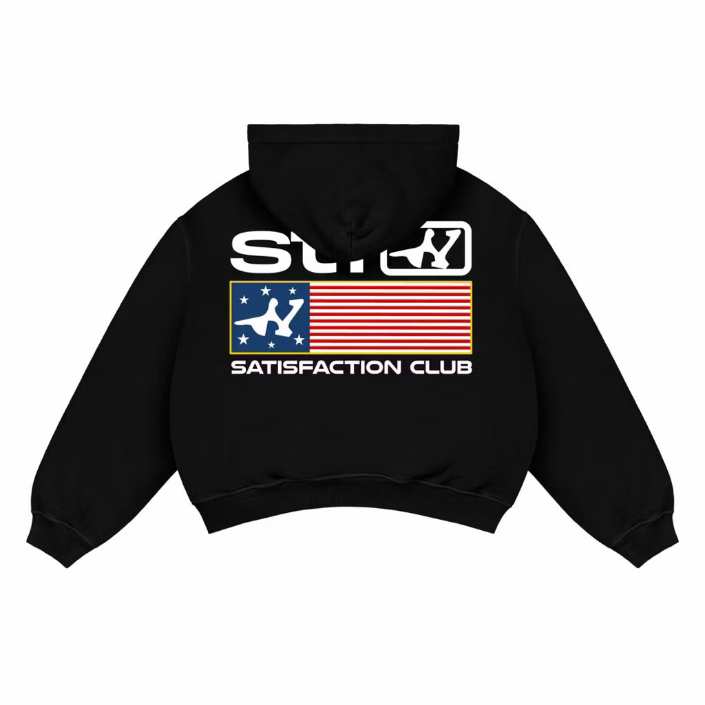 Satisfaction Hoodie Zipper Boxy 375GSM VESTIGT, BLACK FLAG
