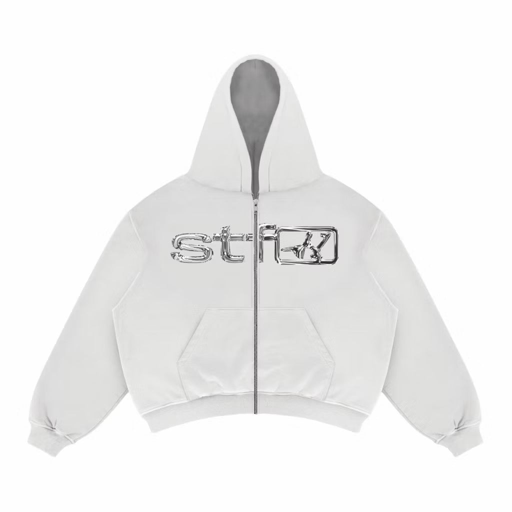 Satisfaction Hoodie Boxy Zipper Chrome Hoodie