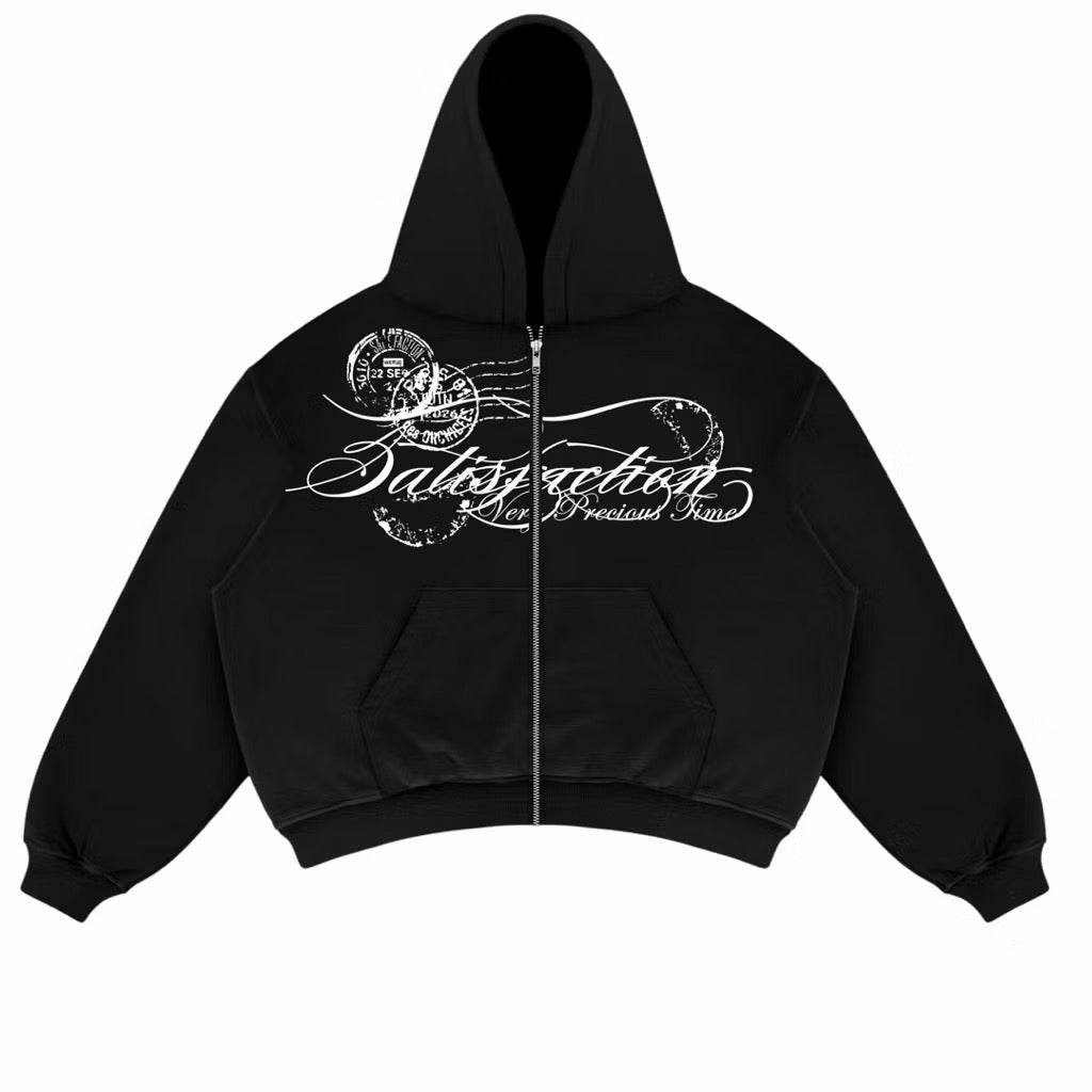 Satisfaction Hoodie Zipper Boxy 375GSM S.5 Black
