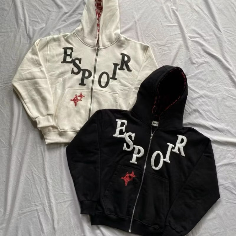 ZIP HOODIE BOXY CUT SHINING KISSES EDITION 330-400GRAM COTTON FLEECE