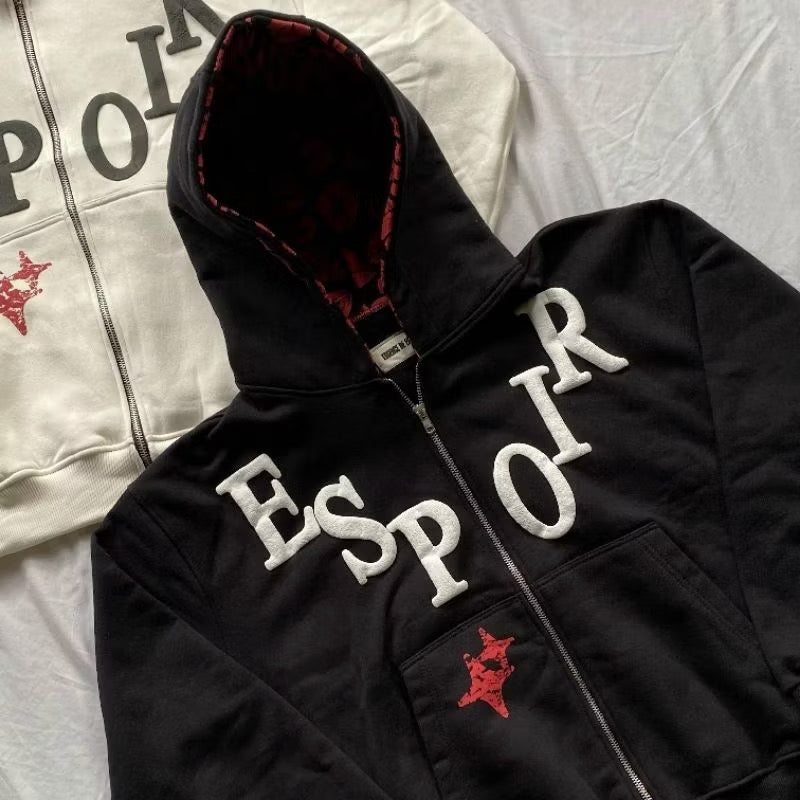 ZIP HOODIE BOXY CUT SHINING KISSES EDITION 330-400GRAM COTTON FLEECE